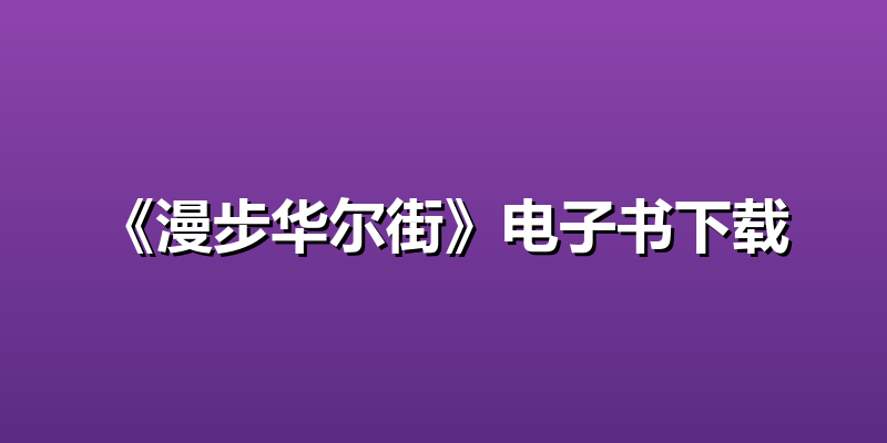 《漫步华尔街》电子书下载